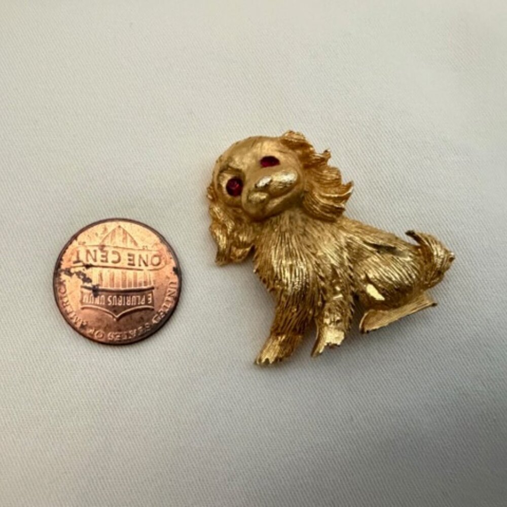 Vintage Gold Puppy Dog Brooch Pin - Picture 7 of 7